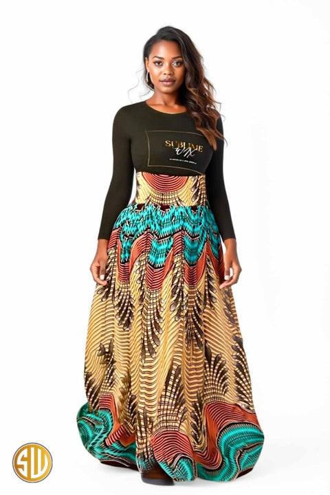 Jupe Longue Africaine Taille Haute Anna - SublimeWax